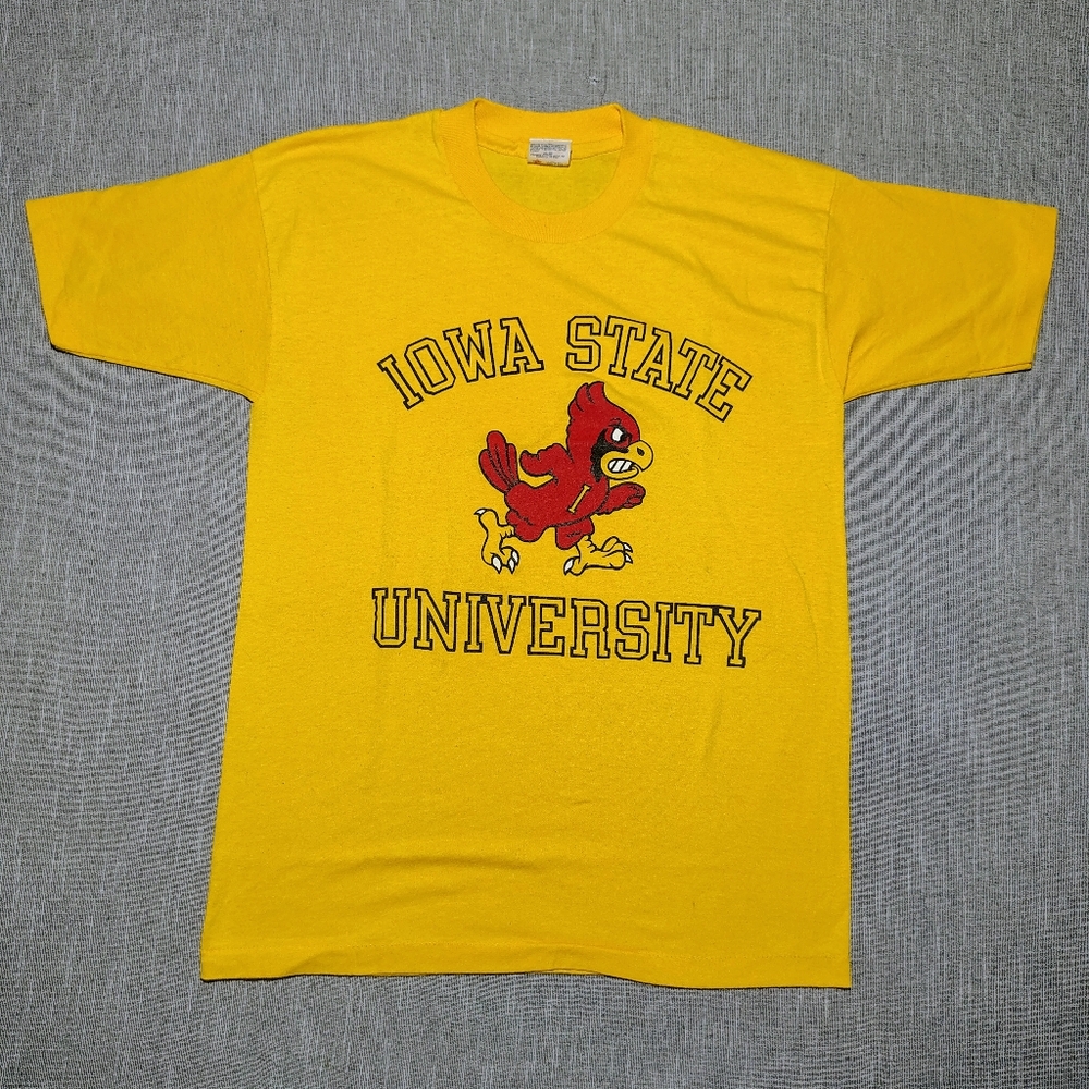VINTAGE 80s‎ Iowa State University Shirt Single Stitch NCAA USA Cardinal Mascot